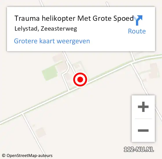 Locatie op kaart van de 112 melding: Trauma helikopter Met Grote Spoed Naar Lelystad, Zeeasterweg op 26 juni 2023 10:39