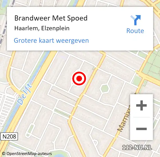 Locatie op kaart van de 112 melding: Brandweer Met Spoed Naar Haarlem, Elzenplein op 26 juni 2023 10:49