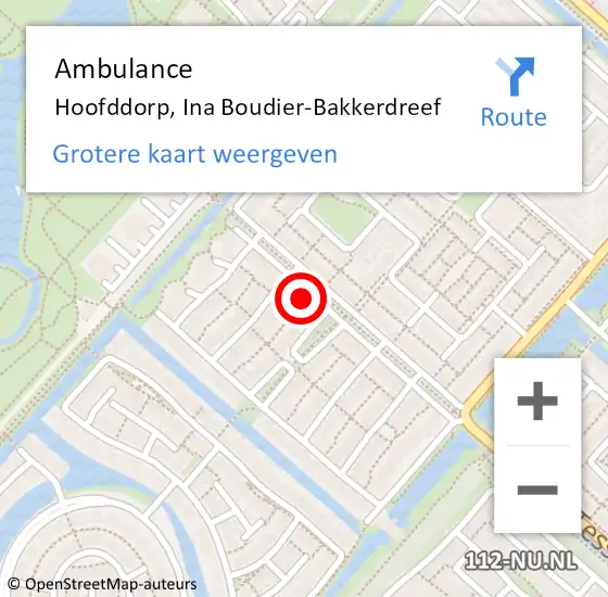 Locatie op kaart van de 112 melding: Ambulance Hoofddorp, Ina Boudier-Bakkerdreef op 26 juni 2023 10:55