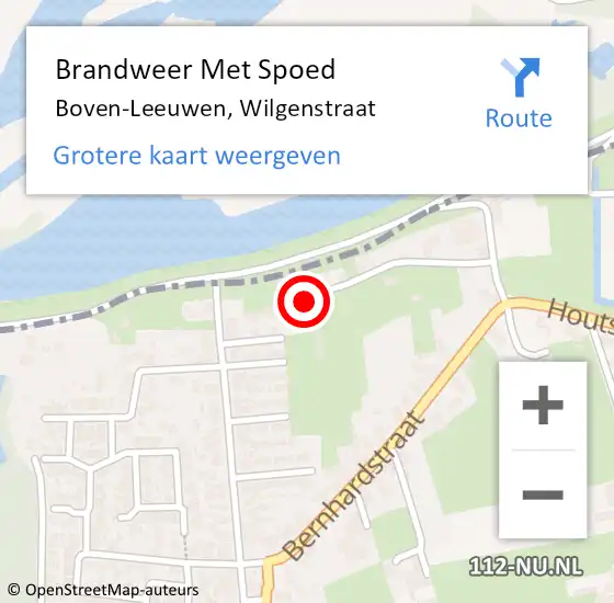 Locatie op kaart van de 112 melding: Brandweer Met Spoed Naar Boven-Leeuwen, Wilgenstraat op 26 juni 2023 11:23