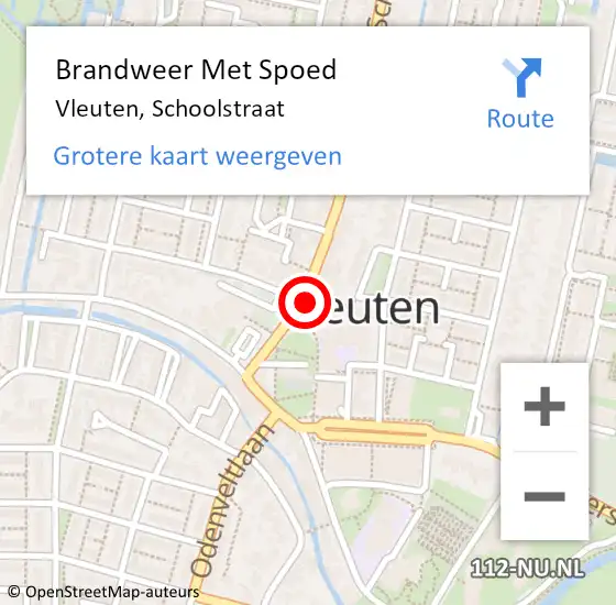 Locatie op kaart van de 112 melding: Brandweer Met Spoed Naar Vleuten, Schoolstraat op 26 juni 2023 11:46