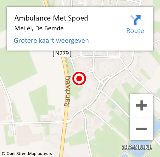 Locatie op kaart van de 112 melding: Ambulance Met Spoed Naar Meijel, De Bemde op 30 augustus 2014 12:58