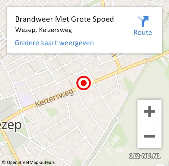 Locatie op kaart van de 112 melding: Brandweer Met Grote Spoed Naar Wezep, Keizersweg op 26 juni 2023 11:53