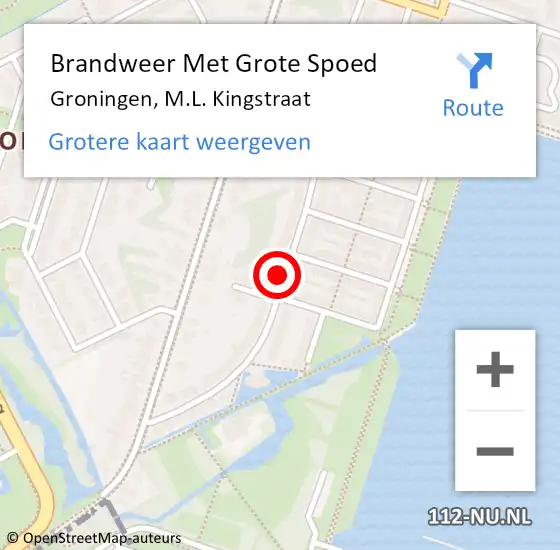 Locatie op kaart van de 112 melding: Brandweer Met Grote Spoed Naar Groningen, M.L. Kingstraat op 26 juni 2023 11:54