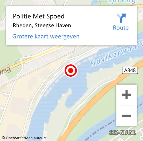 Locatie op kaart van de 112 melding: Politie Met Spoed Naar Rheden, Steegse Haven op 26 juni 2023 12:11