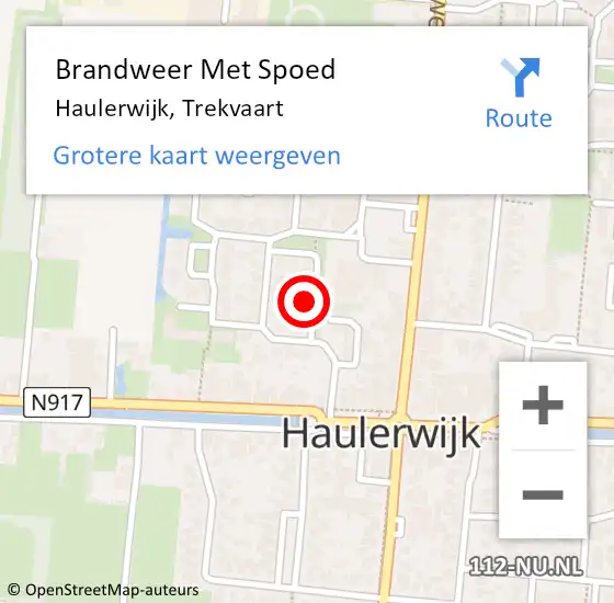 Locatie op kaart van de 112 melding: Brandweer Met Spoed Naar Haulerwijk, Trekvaart op 26 juni 2023 12:14