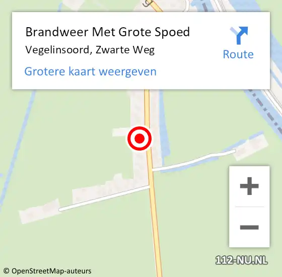 Locatie op kaart van de 112 melding: Brandweer Met Grote Spoed Naar Vegelinsoord, Zwarte Weg op 26 juni 2023 12:24