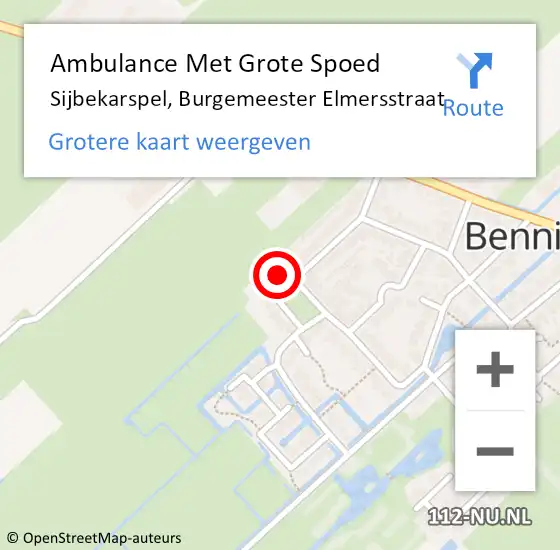Locatie op kaart van de 112 melding: Ambulance Met Grote Spoed Naar Sijbekarspel, Burgemeester Elmersstraat op 26 juni 2023 12:24