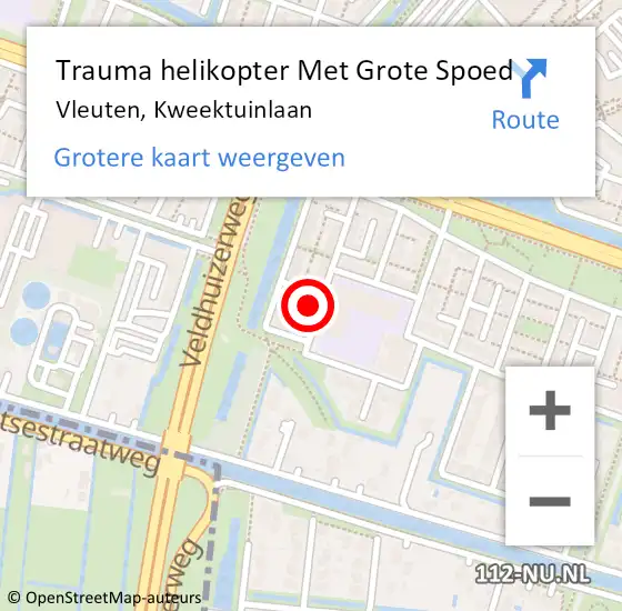 Locatie op kaart van de 112 melding: Trauma helikopter Met Grote Spoed Naar Vleuten, Kweektuinlaan op 26 juni 2023 12:34