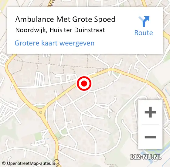 Locatie op kaart van de 112 melding: Ambulance Met Grote Spoed Naar Noordwijk, Huis ter Duinstraat op 26 juni 2023 12:47