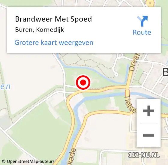 Locatie op kaart van de 112 melding: Brandweer Met Spoed Naar Buren, Kornedijk op 26 juni 2023 13:06