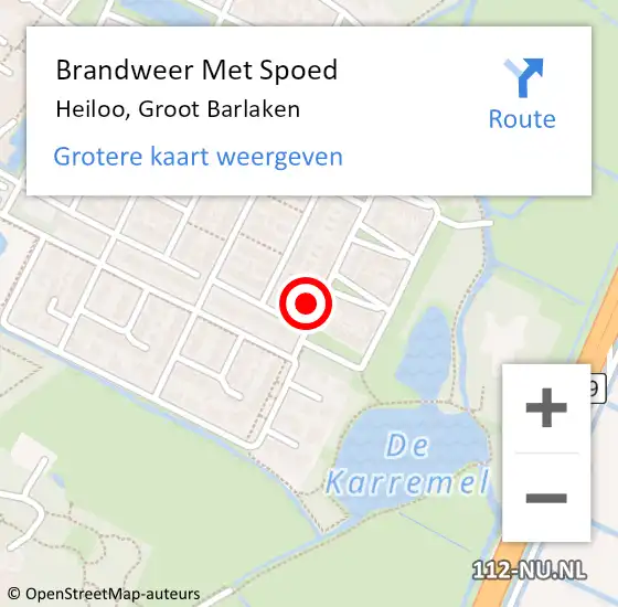 Locatie op kaart van de 112 melding: Brandweer Met Spoed Naar Heiloo, Groot Barlaken op 26 juni 2023 13:09