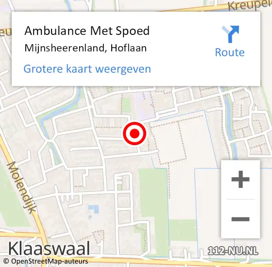 Locatie op kaart van de 112 melding: Ambulance Met Spoed Naar Mijnsheerenland, Hoflaan op 26 juni 2023 13:19