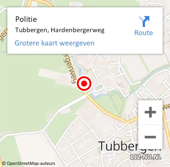 Locatie op kaart van de 112 melding: Politie Tubbergen, Hardenbergerweg op 26 juni 2023 13:24