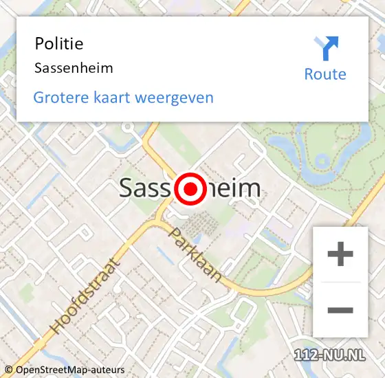 Locatie op kaart van de 112 melding: Politie Sassenheim op 26 juni 2023 14:02