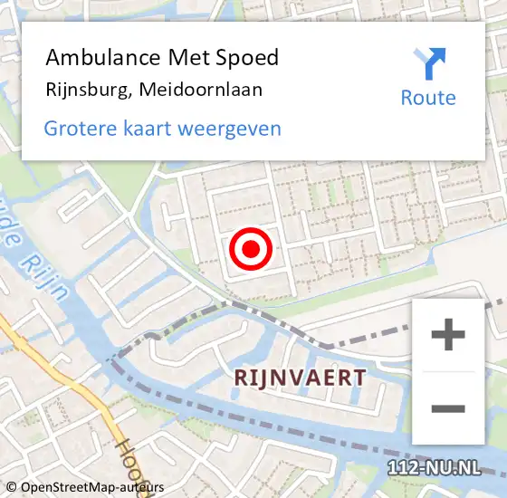 Locatie op kaart van de 112 melding: Ambulance Met Spoed Naar Rijnsburg, Meidoornlaan op 26 juni 2023 14:03