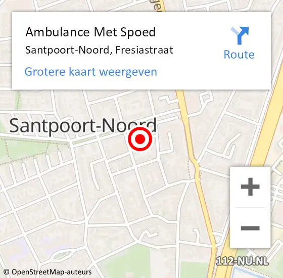 Locatie op kaart van de 112 melding: Ambulance Met Spoed Naar Santpoort-Noord, Fresiastraat op 26 juni 2023 14:28