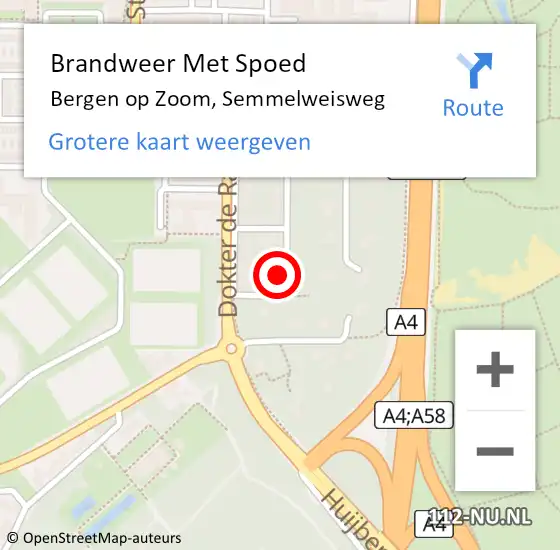 Locatie op kaart van de 112 melding: Brandweer Met Spoed Naar Bergen op Zoom, Semmelweisweg op 26 juni 2023 14:31