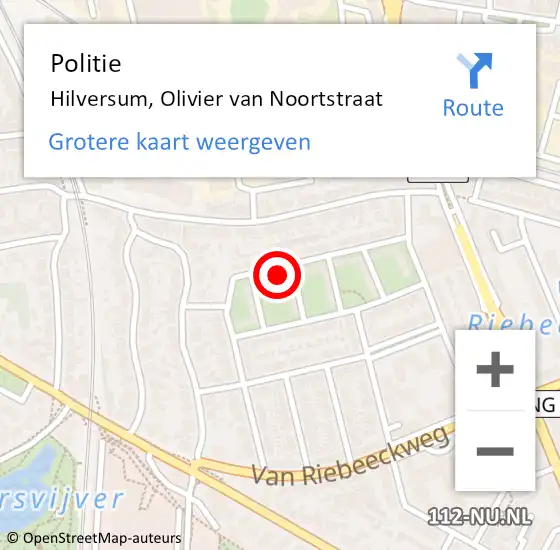 Locatie op kaart van de 112 melding: Politie Hilversum, Olivier van Noortstraat op 26 juni 2023 14:35