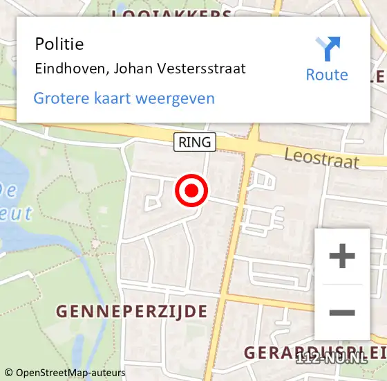 Locatie op kaart van de 112 melding: Politie Eindhoven, Johan Vestersstraat op 26 juni 2023 14:37