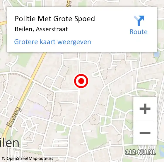 Locatie op kaart van de 112 melding: Politie Met Grote Spoed Naar Beilen, Asserstraat op 26 juni 2023 14:46