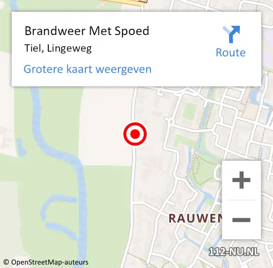 Locatie op kaart van de 112 melding: Brandweer Met Spoed Naar Tiel, Lingeweg op 26 juni 2023 14:46