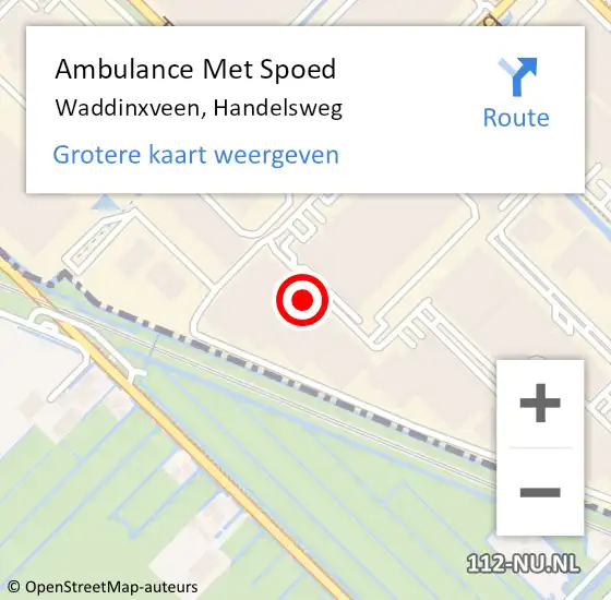 Locatie op kaart van de 112 melding: Ambulance Met Spoed Naar Waddinxveen, Handelsweg op 26 juni 2023 14:59