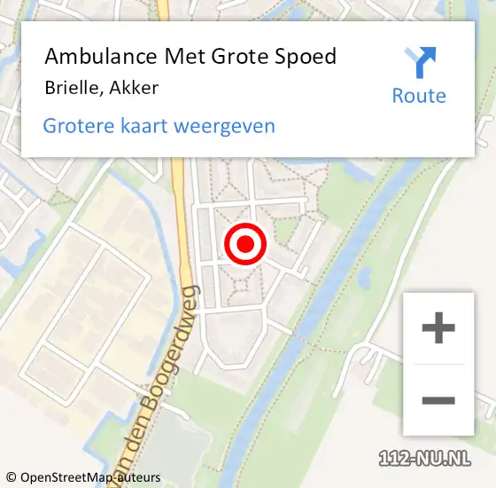 Locatie op kaart van de 112 melding: Ambulance Met Grote Spoed Naar Brielle, Akker op 26 juni 2023 15:00