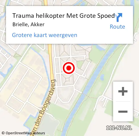 Locatie op kaart van de 112 melding: Trauma helikopter Met Grote Spoed Naar Brielle, Akker op 26 juni 2023 15:01