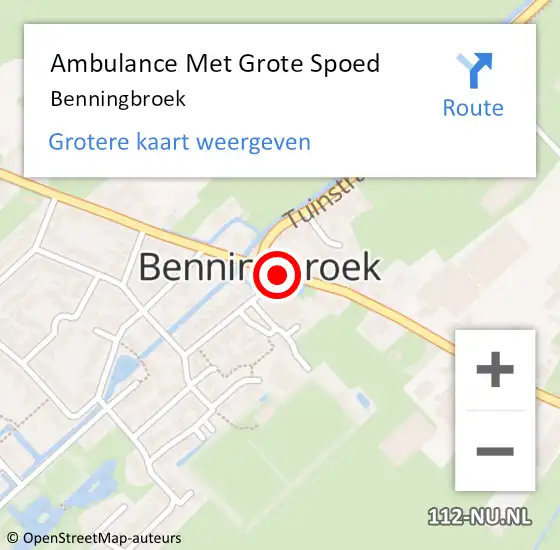 Locatie op kaart van de 112 melding: Ambulance Met Grote Spoed Naar Benningbroek op 26 juni 2023 15:02