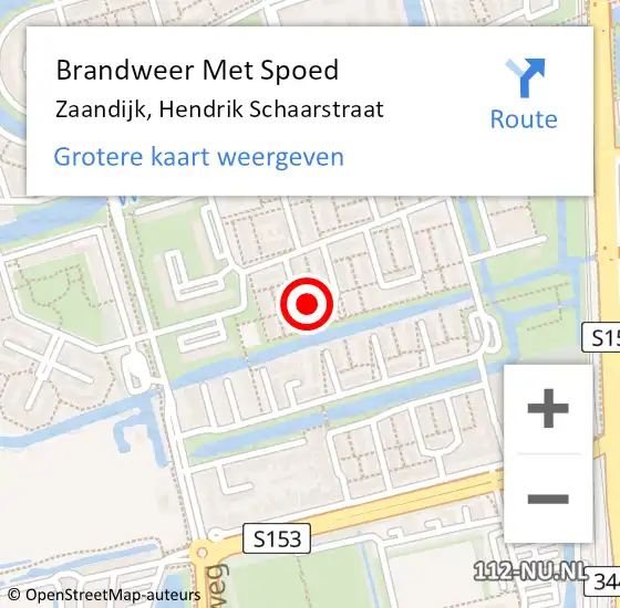 Locatie op kaart van de 112 melding: Brandweer Met Spoed Naar Zaandijk, Hendrik Schaarstraat op 26 juni 2023 15:03