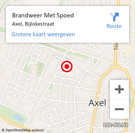 Locatie op kaart van de 112 melding: Brandweer Met Spoed Naar Axel, Bijlokestraat op 26 juni 2023 15:03