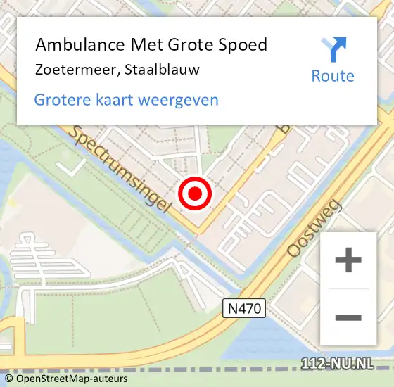 Locatie op kaart van de 112 melding: Ambulance Met Grote Spoed Naar Zoetermeer, Staalblauw op 26 juni 2023 15:04