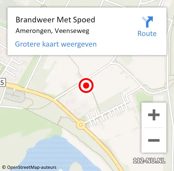 Locatie op kaart van de 112 melding: Brandweer Met Spoed Naar Amerongen, Veenseweg op 26 juni 2023 15:10