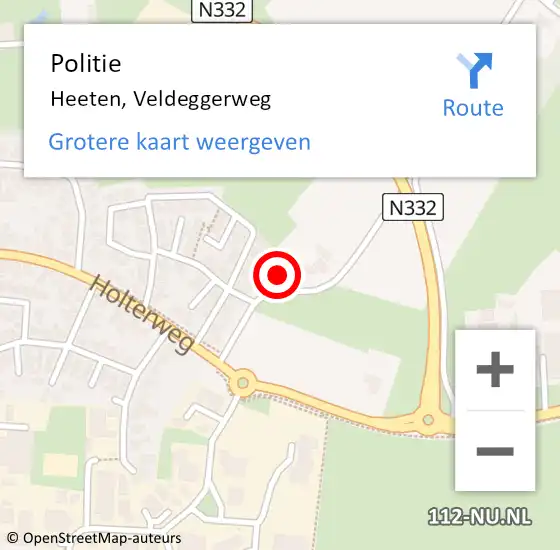 Locatie op kaart van de 112 melding: Politie Heeten, Veldeggerweg op 26 juni 2023 15:19