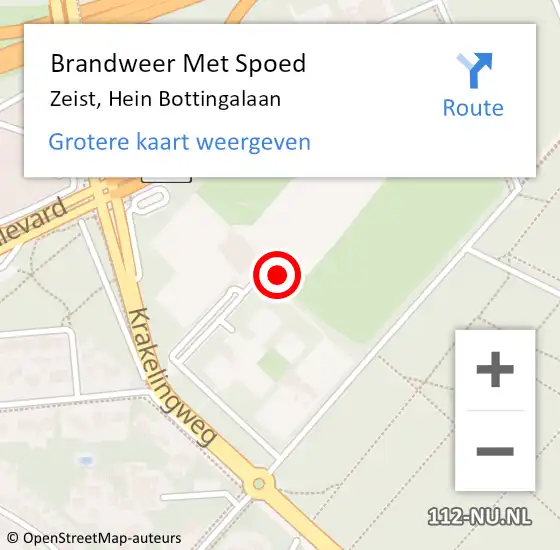 Locatie op kaart van de 112 melding: Brandweer Met Spoed Naar Zeist, Hein Bottingalaan op 26 juni 2023 15:23