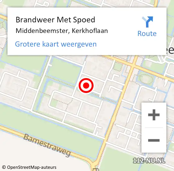 Locatie op kaart van de 112 melding: Brandweer Met Spoed Naar Middenbeemster, Kerkhoflaan op 26 juni 2023 15:33