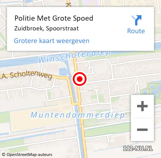 Locatie op kaart van de 112 melding: Politie Met Grote Spoed Naar Zuidbroek, Spoorstraat op 26 juni 2023 15:34