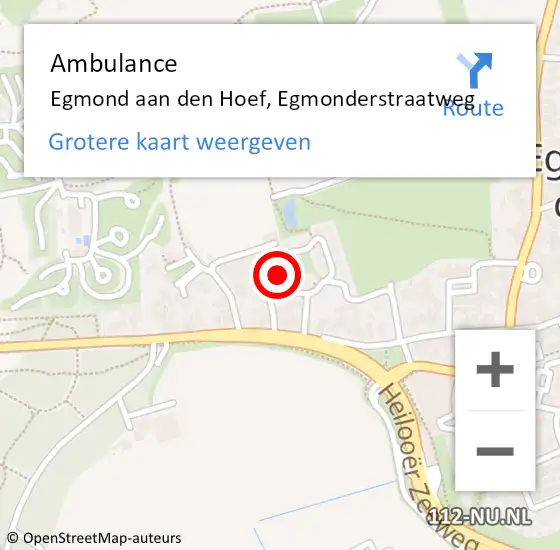 Locatie op kaart van de 112 melding: Ambulance Egmond aan den Hoef, Egmonderstraatweg op 26 juni 2023 15:45