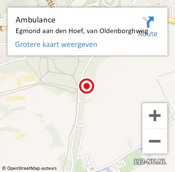 Locatie op kaart van de 112 melding: Ambulance Egmond aan den Hoef, van Oldenborghweg op 26 juni 2023 15:46