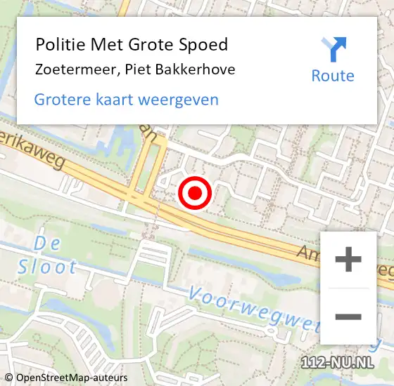 Locatie op kaart van de 112 melding: Politie Met Grote Spoed Naar Zoetermeer, Piet Bakkerhove op 26 juni 2023 15:47