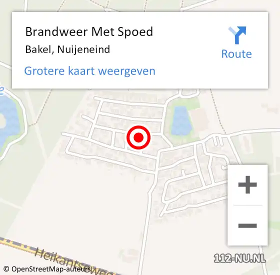 Locatie op kaart van de 112 melding: Brandweer Met Spoed Naar Bakel, Nuijeneind op 26 juni 2023 16:09