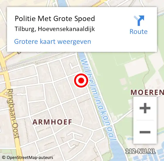 Locatie op kaart van de 112 melding: Politie Met Grote Spoed Naar Tilburg, Hoevensekanaaldijk op 26 juni 2023 16:14