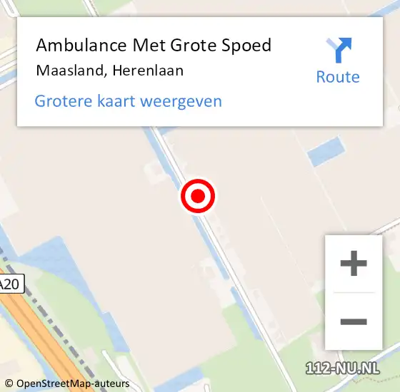 Locatie op kaart van de 112 melding: Ambulance Met Grote Spoed Naar Maasland, Herenlaan op 26 juni 2023 16:17