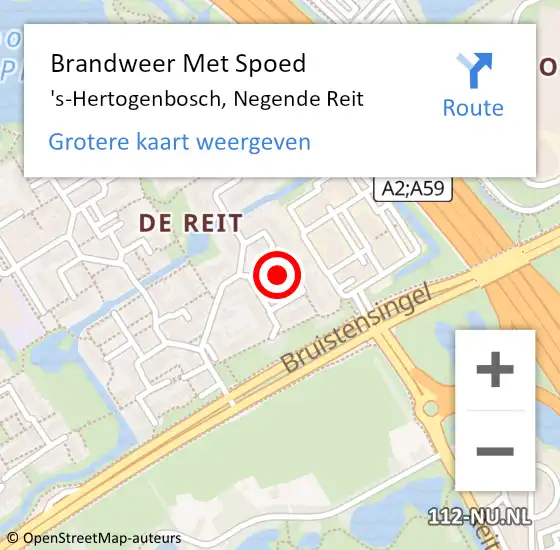 Locatie op kaart van de 112 melding: Brandweer Met Spoed Naar 's-Hertogenbosch, Negende Reit op 26 juni 2023 16:30