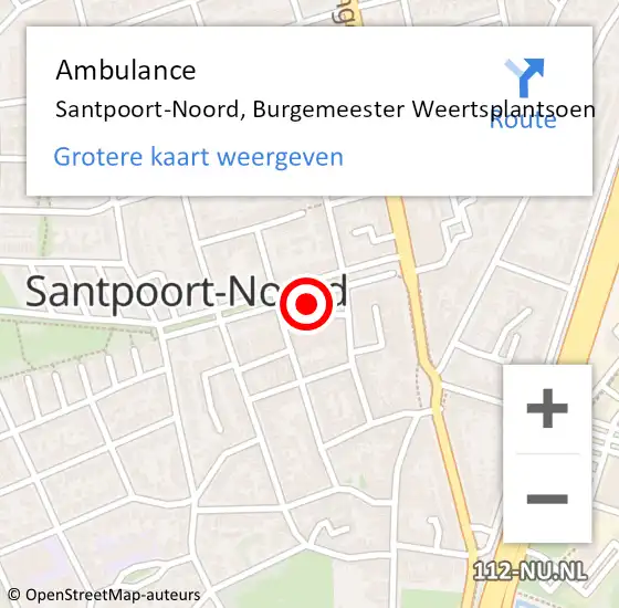 Locatie op kaart van de 112 melding: Ambulance Santpoort-Noord, Burgemeester Weertsplantsoen op 26 juni 2023 16:31