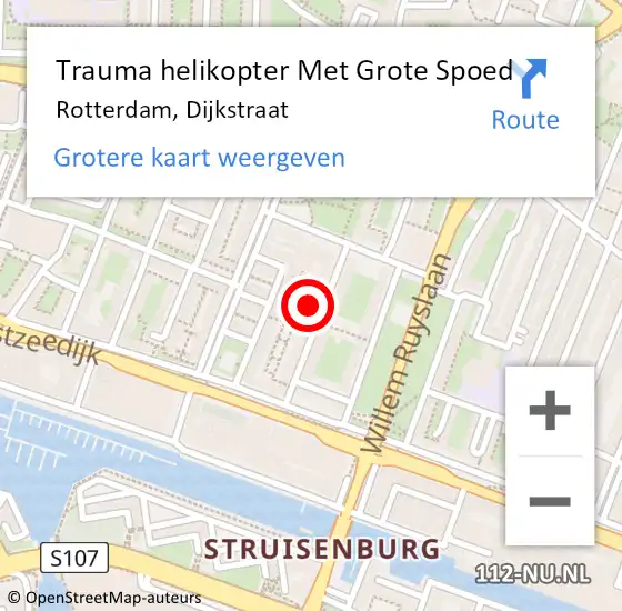 Locatie op kaart van de 112 melding: Trauma helikopter Met Grote Spoed Naar Rotterdam, Dijkstraat op 26 juni 2023 16:34