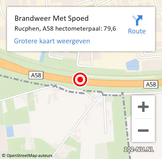 Locatie op kaart van de 112 melding: Brandweer Met Spoed Naar Rucphen, A58 hectometerpaal: 79,6 op 26 juni 2023 16:35