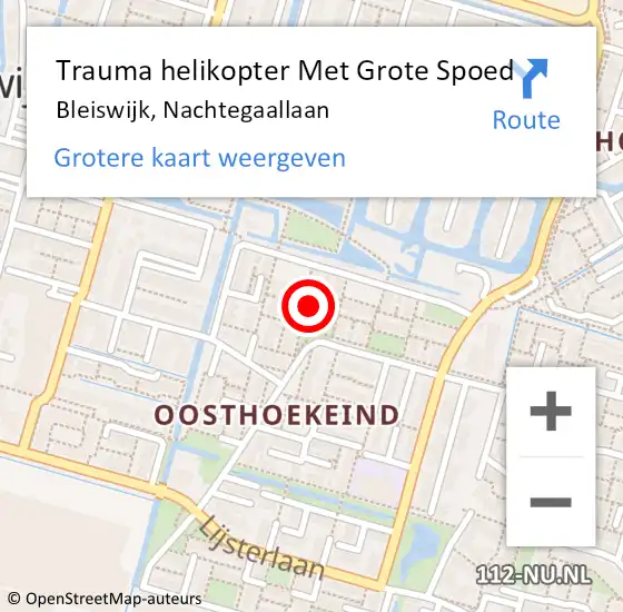 Locatie op kaart van de 112 melding: Trauma helikopter Met Grote Spoed Naar Bleiswijk, Nachtegaallaan op 26 juni 2023 16:41