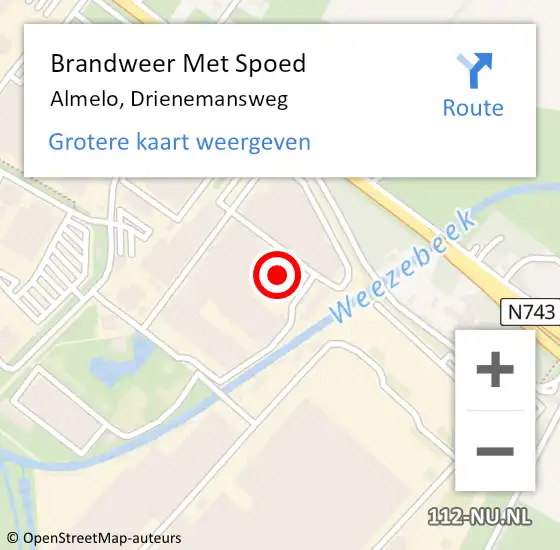 Locatie op kaart van de 112 melding: Brandweer Met Spoed Naar Almelo, Drienemansweg op 26 juni 2023 16:42
